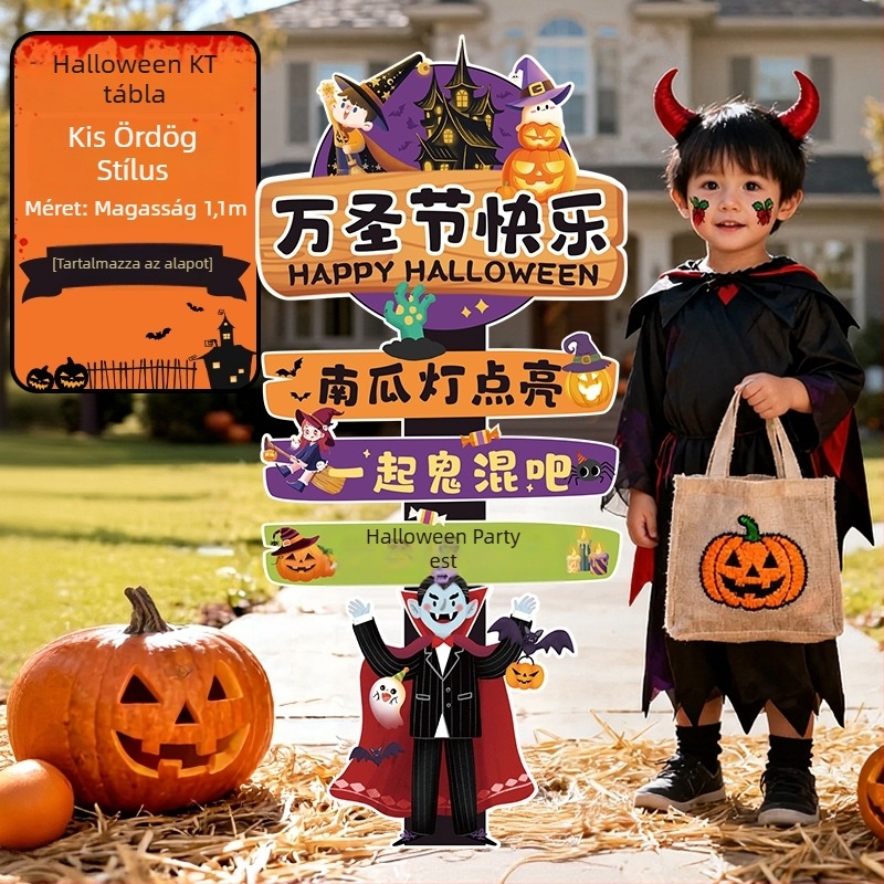 Halloween tök lámpa állvány – animációs stílusú helyszíni kellék KT tábláról