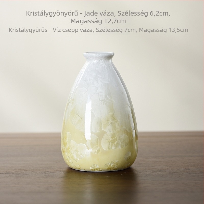 Glazúrral rendelkező kerámia váza – modern minimalist stílus, ideális nappali hidroponikus díszítéshez.