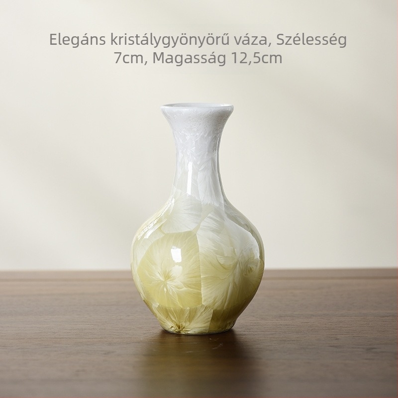 Glazúrral rendelkező kerámia váza – modern minimalist stílus, ideális nappali hidroponikus díszítéshez.