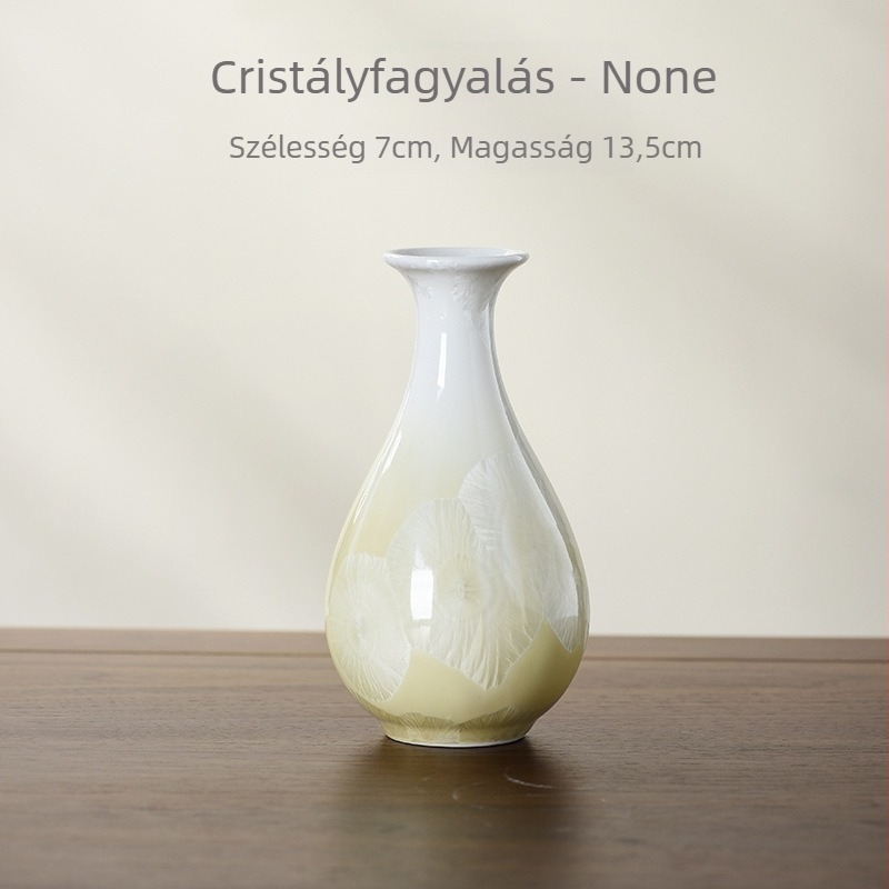 Glazúrral rendelkező kerámia váza – modern minimalist stílus, ideális nappali hidroponikus díszítéshez.