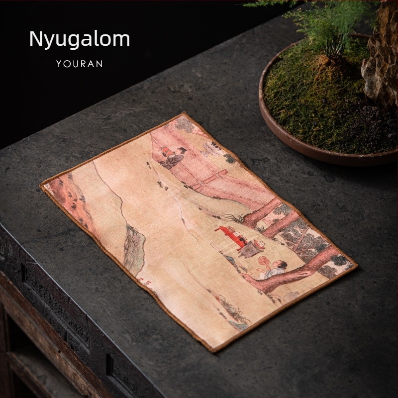 Yuzheng Ceramics márkájú teátörlő kendő, 80% poliészter + 20% poliammid, nyomtatott logóval, új kínai stílus