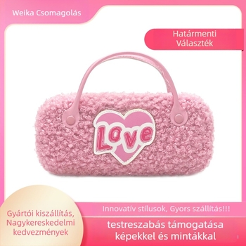 Gyermekek szemüvegtok ékszertárolóval és hordozható sminktáskával, hímzett szövet, állatmotív