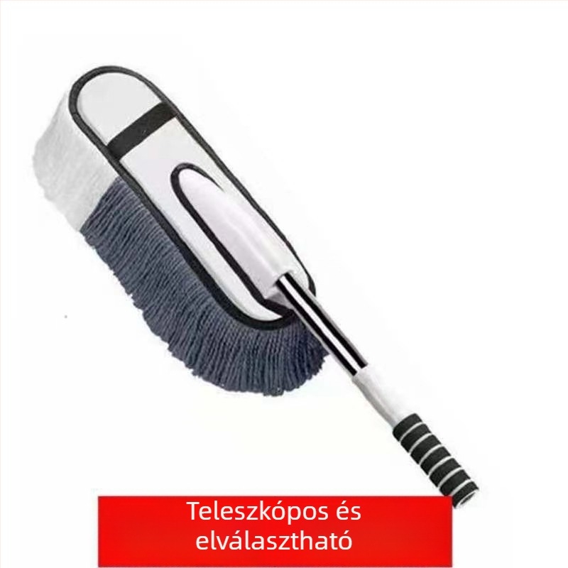 Autótisztító duster puha szálakkal – karcolásmentes; nano szálak + mérnöki műanyag + rozsdamentes acél