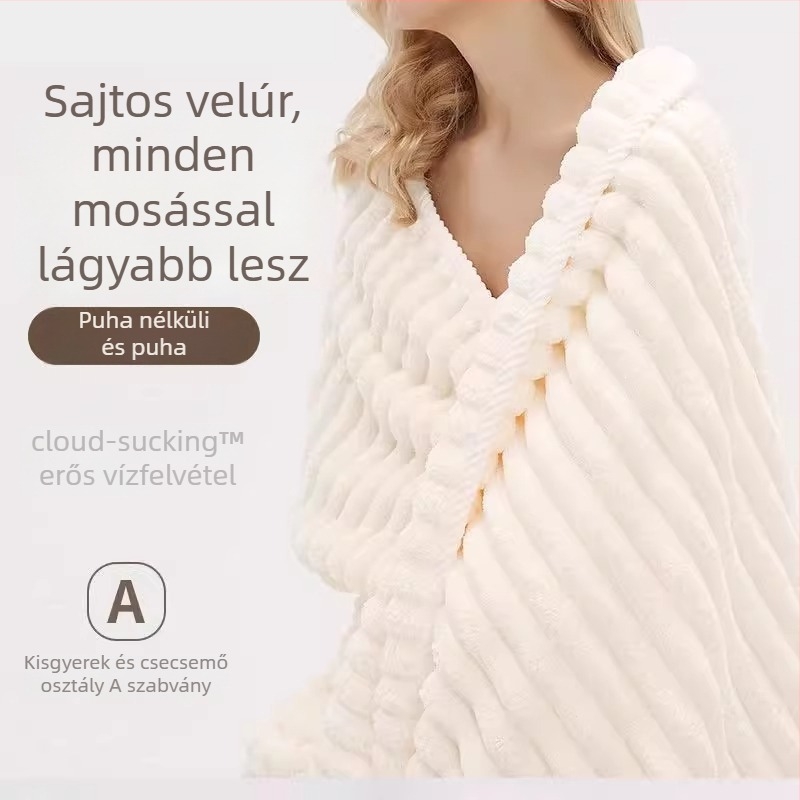 Női fürdőtörölköző, ultra puha korall fleece anyagból, haj/arc törölköző, 80–100 g