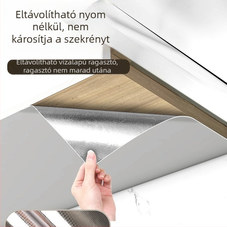 Konyhai szekrény aljának védőfilje alumíniumfóliából – öntapadó, olaj- és gőzálló, vízálló