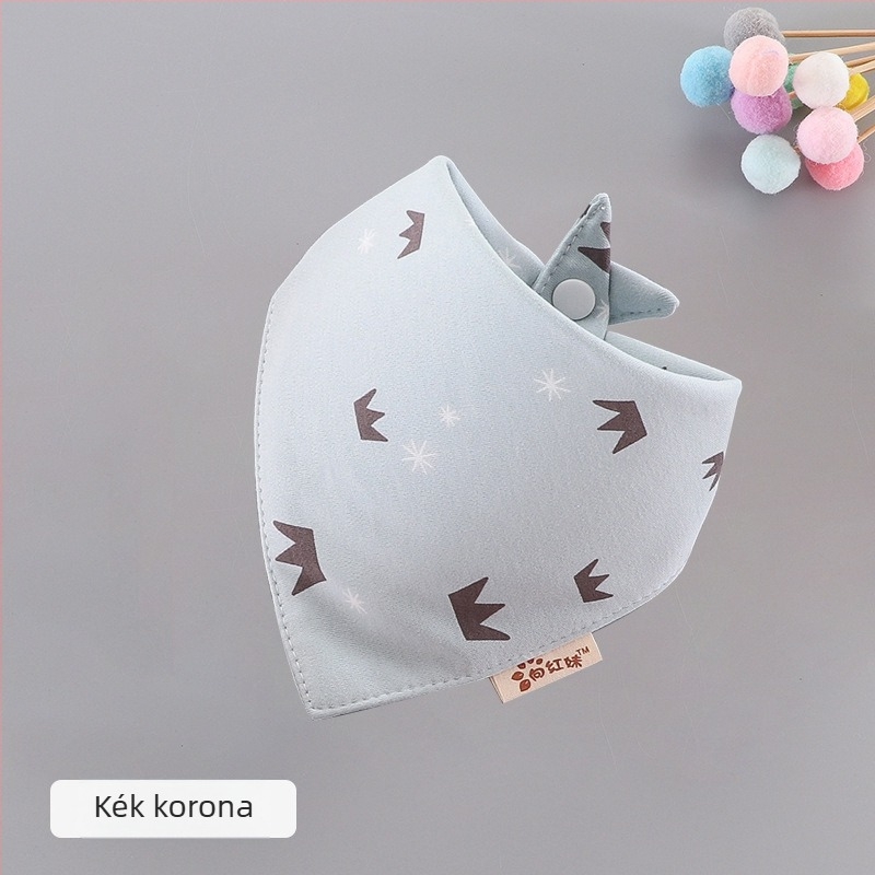 Háromszög alakú baba etető kendő — vízálló, pamut >95%, mesefilm minta, 0–3 éveseknek (újszülöttek 0–1 év; biztonsági osztály A)