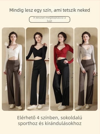 OR Női jóga készlet, Hosszú ujjú felső mellkasi párnával, Széles szárú nadrág, Pulóver stílus, Nylon-Spandex 80/20, Kód S878+K951, 2025 tél