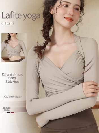 OR Női jóga készlet, Hosszú ujjú felső mellkasi párnával, Széles szárú nadrág, Pulóver stílus, Nylon-Spandex 80/20, Kód S878+K951, 2025 tél