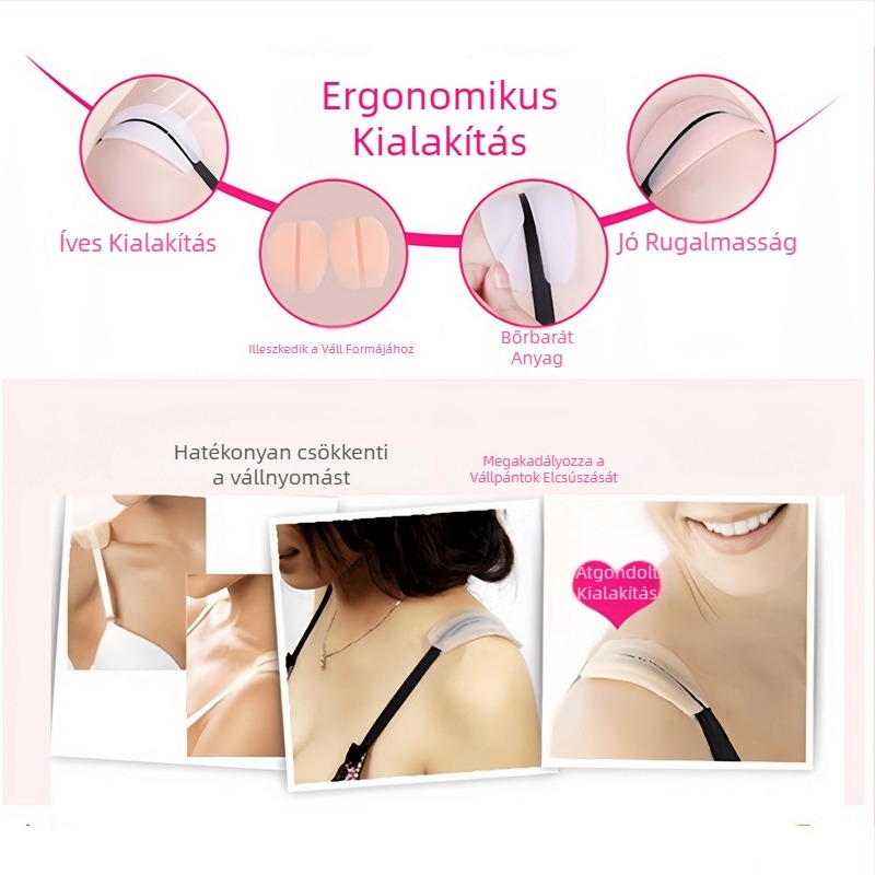 Mini szilikon vállpárna, csúszásmentes, nyomáscsökkentő párna a melltartó vállrészéhez, ergonikus görbe dizájn