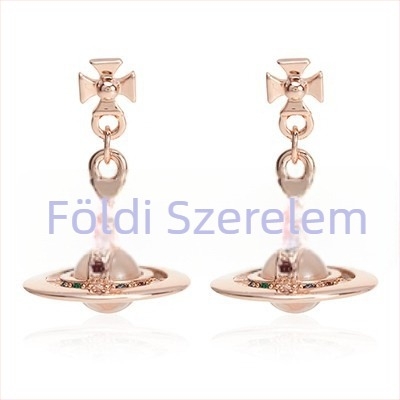 Szaturnusz sor 3D üveggyöngy fülbevalók, ezüst betéttel, gyermek stílus