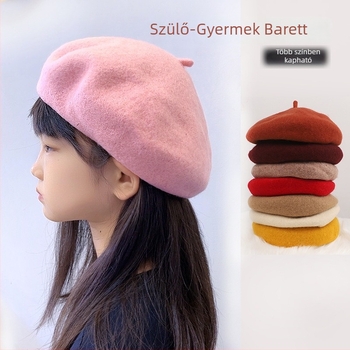 Egyszínű gyerekeknek szóló béret téli sapka, uniszex, gömbölyű koronával, meleg és szélálló
