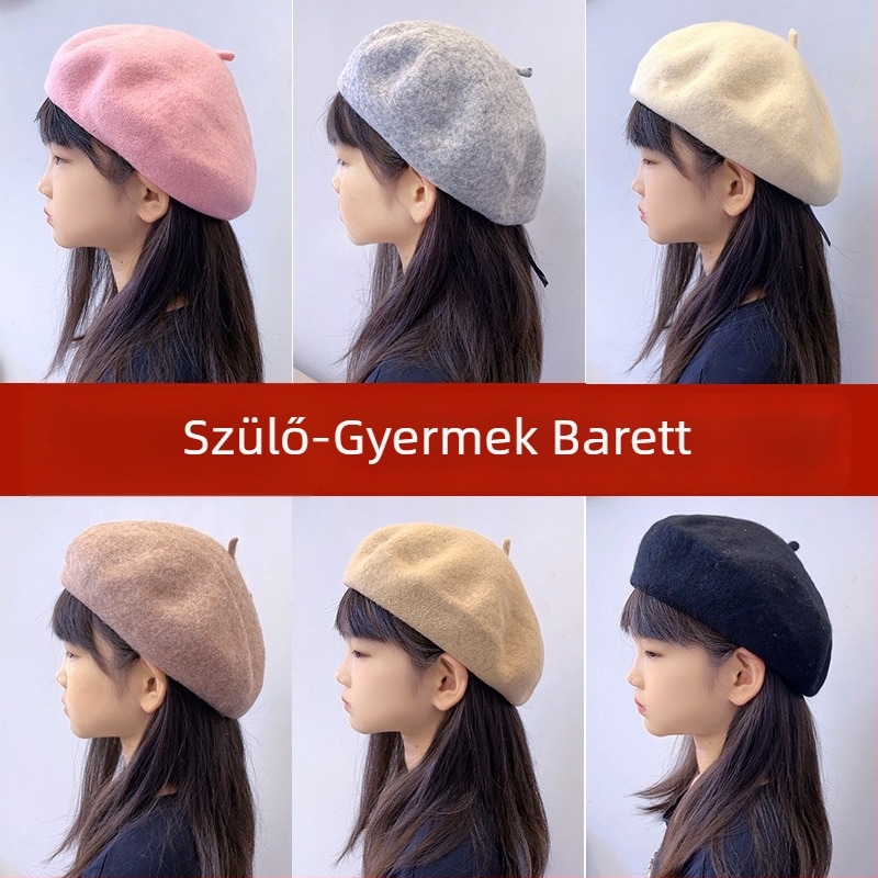 Egyszínű gyerekeknek szóló béret téli sapka, uniszex, gömbölyű koronával, meleg és szélálló