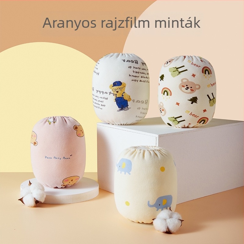 Baba karvédő felső 100% pamutból — szennyeződés elleni, reliefes karikatúra minta, uniszex, 0–8 éveseknek