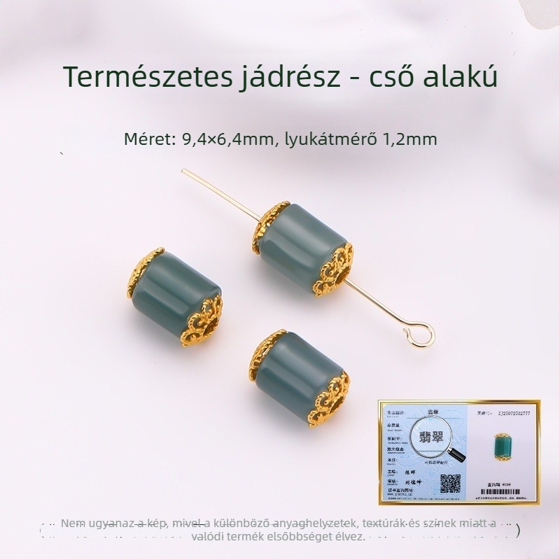 Hongma jáde medál, 925 ezüst aranyozott bevonattal, intarzázott kivitel, uniszex, levél alakú