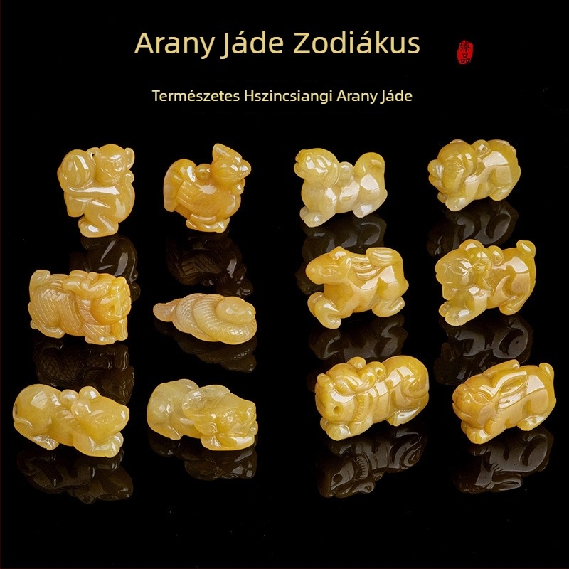 Sárga jáde medál tizenkét zodiákus jelével