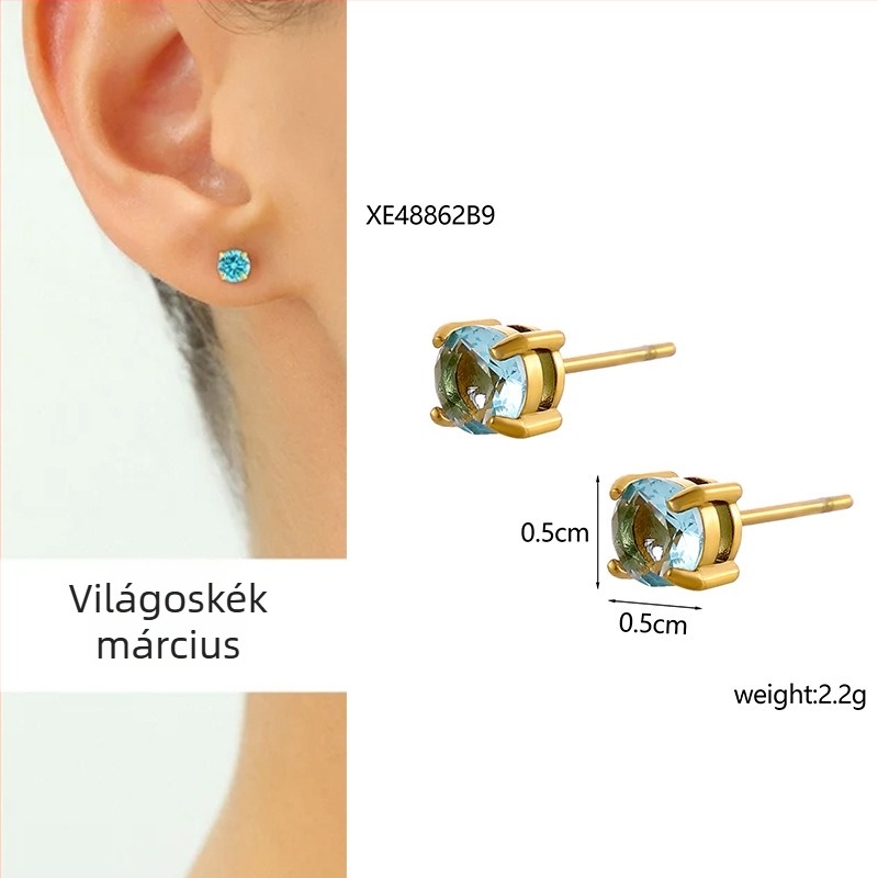 Geometriai mintázatú rozsdamentes acél fülbevalók gyémántokkal nőknek