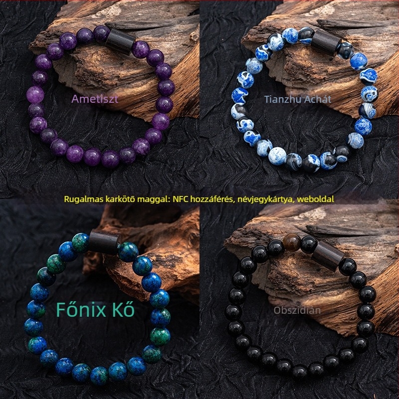NFC achát karkötő – retro, uniszex, geometriai forma, polírozott felület, tavasz 2025