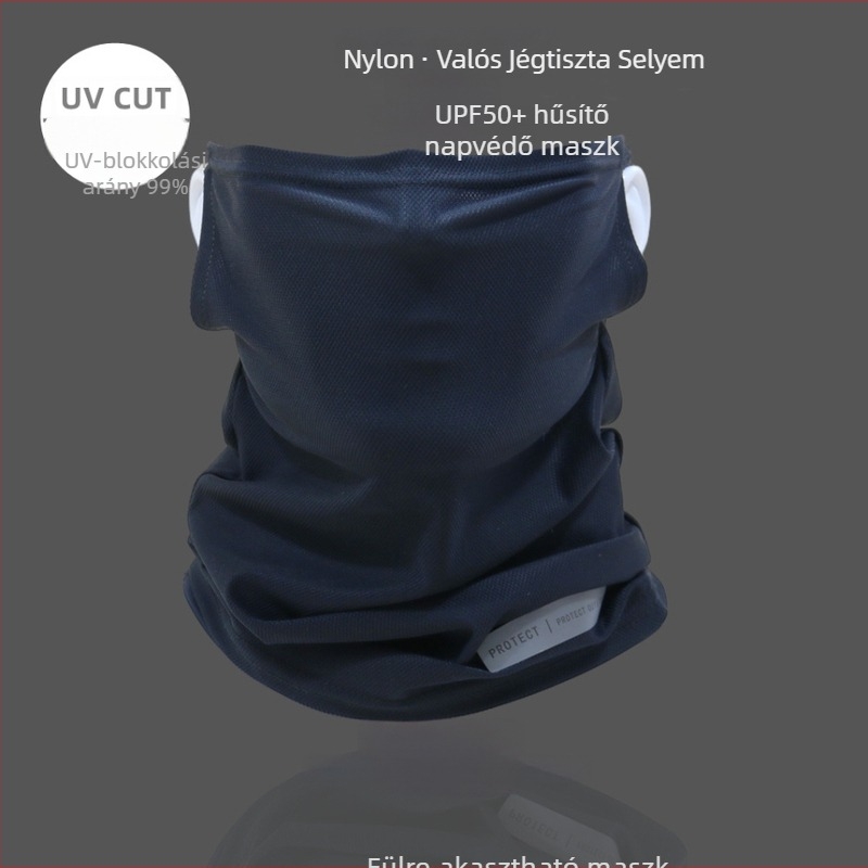 Ice Silk napvédő maszk – teljes arcvédő, nylon anyag, fülhöz rögzített, nyakmelegítő, kerékpározáshoz és vezetéshez