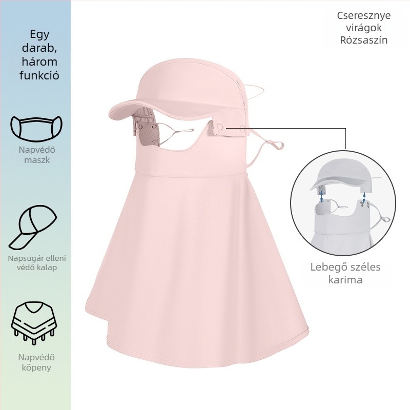 Napsütés elleni teljes arcú maszk nőknek, lélegző, Ice Silk/Nylon keverék, UV védelem, fő anyag tartalma 31–50%, 2021 tavasz kiadás.