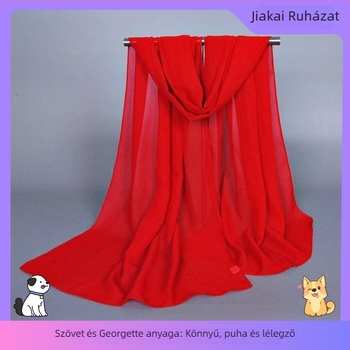 Georgette chiffon sál, egyszerű szövésű poliészter anyag, középhosszú, divat kiegészítő felnőtteknek, márka LMLAVEN
