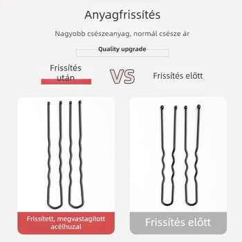 Fekete U-formájú hajcsat kontyhoz, vastagított láthatatlan rögzítővel, dobozos csomagolásban