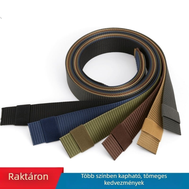 3,5/3,8 cm utánzat nylon webbing öv, tank mintával, hosszabb nylon pánttal és fog nélküli csattal