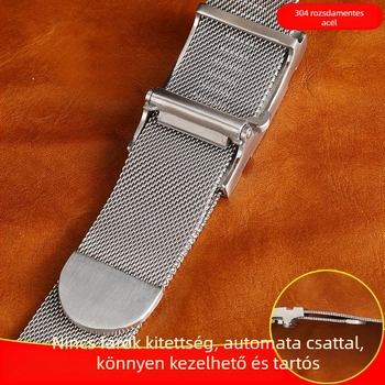 Férfi övcsat 304 rozsdamentes acélból, automata csattal, teljes fémből készült, Brushed felület, utcai stílus, személyiség (Anyag: Fém; Csatt: Automata; Felület: Brushed; Stílus: Utcai/Uniszex)