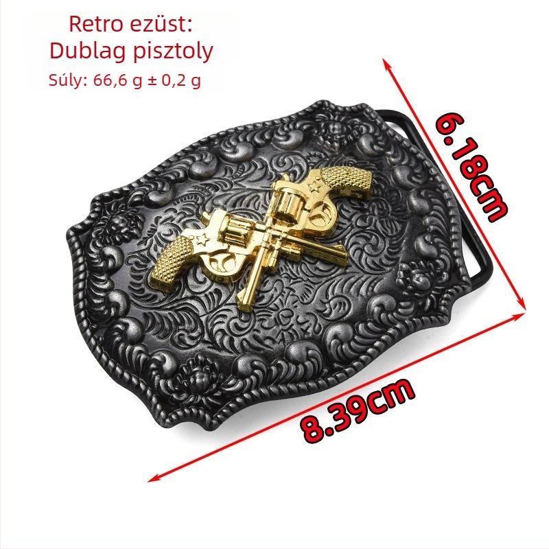 Punk övcsat ötvözetből, téglalap alakú, állatmintás