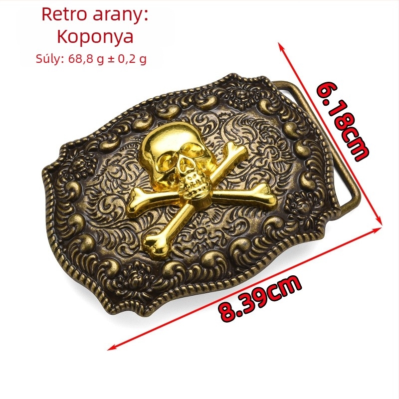 Punk övcsat ötvözetből, téglalap alakú, állatmintás