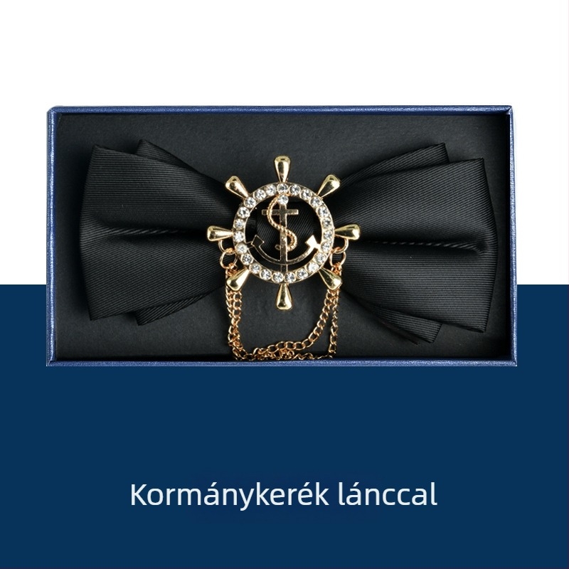 Férfi csokornyakkendő — kézzel készített, gyémánt-díszítésű, monokróm mintázat, jacquard szövés, poliészter.