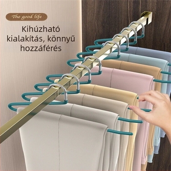 Gólya alakú nadrágakasztó nano PVC bevonattal, csúszásmentes, egyoldalas, varrat nélküli kialakítás, dip molding technológia, 2 darabos csomag, alkalmas nadrágokhoz, sálakhoz és nyakkendőkhez