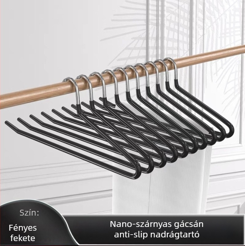 Gólya alakú nadrágakasztó nano PVC bevonattal, csúszásmentes, egyoldalas, varrat nélküli kialakítás, dip molding technológia, 2 darabos csomag, alkalmas nadrágokhoz, sálakhoz és nyakkendőkhez