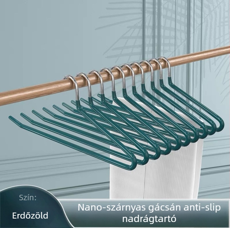 Gólya alakú nadrágakasztó nano PVC bevonattal, csúszásmentes, egyoldalas, varrat nélküli kialakítás, dip molding technológia, 2 darabos csomag, alkalmas nadrágokhoz, sálakhoz és nyakkendőkhez
