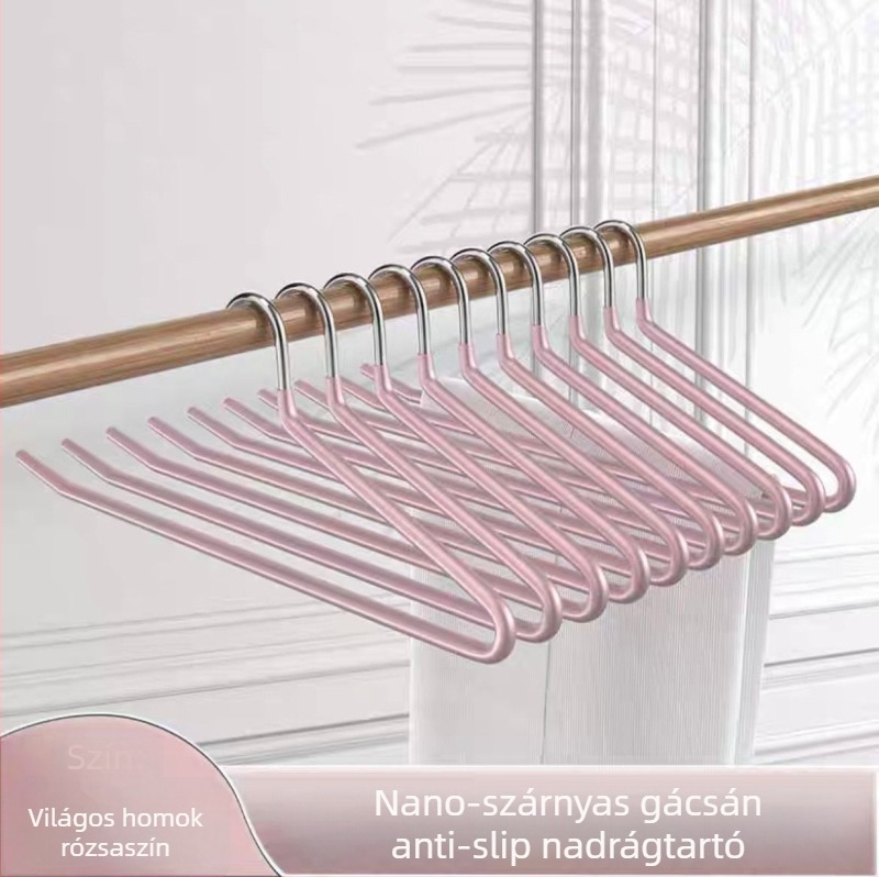 Gólya alakú nadrágakasztó nano PVC bevonattal, csúszásmentes, egyoldalas, varrat nélküli kialakítás, dip molding technológia, 2 darabos csomag, alkalmas nadrágokhoz, sálakhoz és nyakkendőkhez