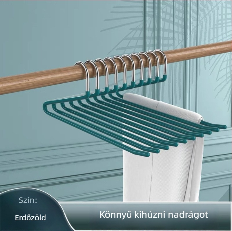 Gólya alakú nadrágakasztó nano PVC bevonattal, csúszásmentes, egyoldalas, varrat nélküli kialakítás, dip molding technológia, 2 darabos csomag, alkalmas nadrágokhoz, sálakhoz és nyakkendőkhez