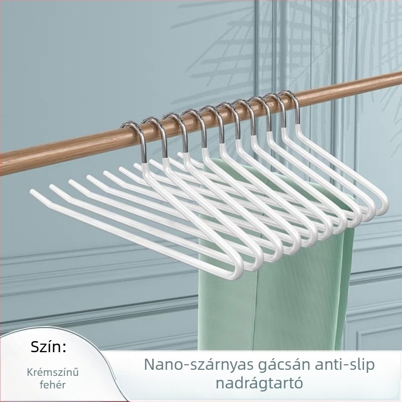 Gólya alakú nadrágakasztó nano PVC bevonattal, csúszásmentes, egyoldalas, varrat nélküli kialakítás, dip molding technológia, 2 darabos csomag, alkalmas nadrágokhoz, sálakhoz és nyakkendőkhez