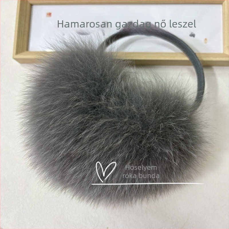 Valódi rókafarú fülvédők téli melegen tartó, hordozható, koreai stílusú, uniszex