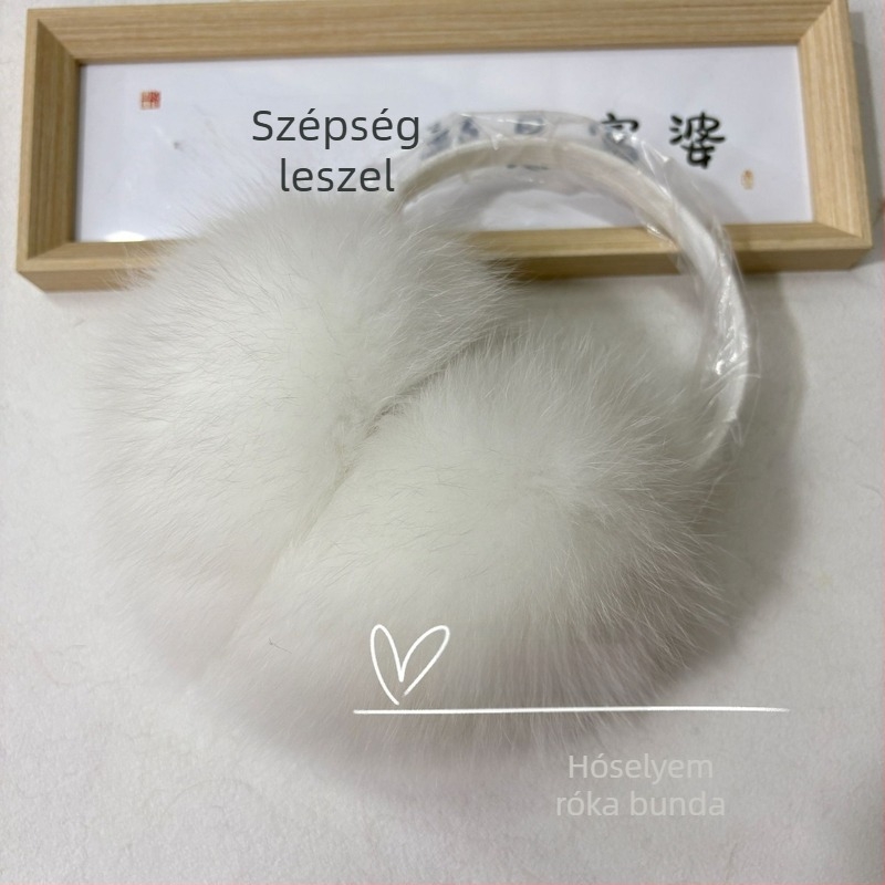 Valódi rókafarú fülvédők téli melegen tartó, hordozható, koreai stílusú, uniszex
