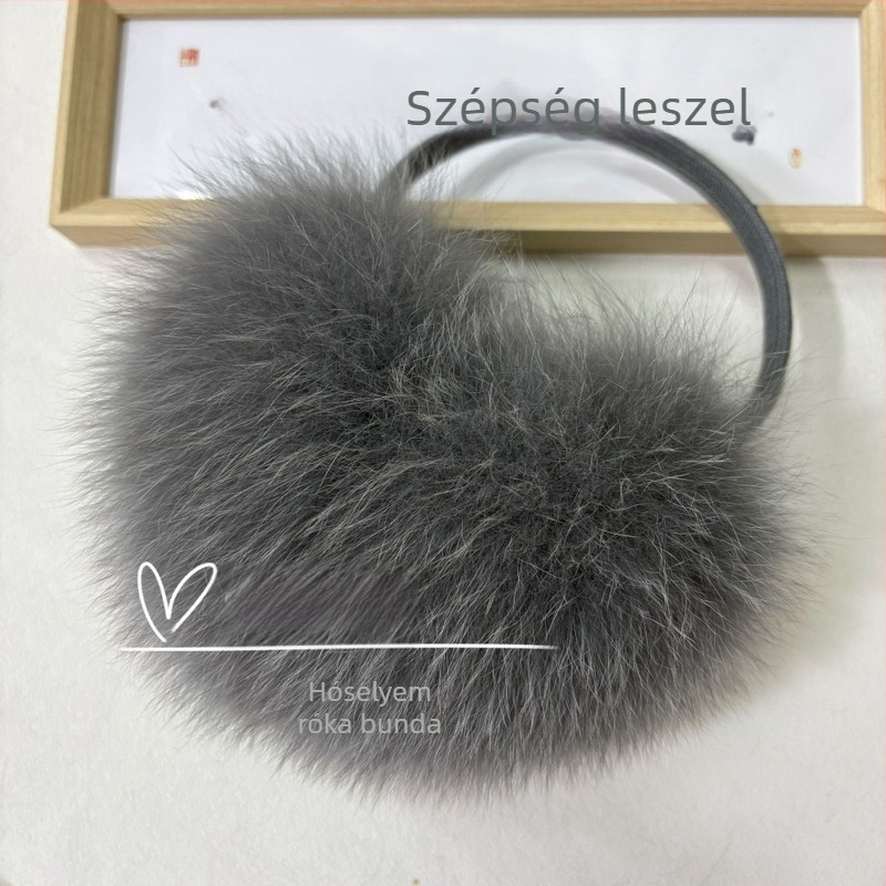 Valódi rókafarú fülvédők téli melegen tartó, hordozható, koreai stílusú, uniszex