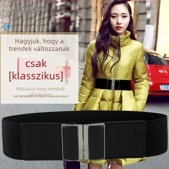 Hosszított tollkabát elasztikus öv (Anyag: műbőr; Csatt: ötvözet; Zárás: kampó; Szélesség: >4 cm; Márka: Golden Pear)