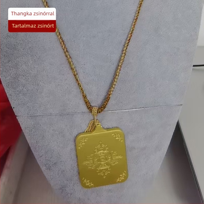 Jiuhua Mountain Ksitigarbha Thangka medál, kétoldalas 3D geometriai nyaklánc titánacélból, vagyon vonzás, emlék