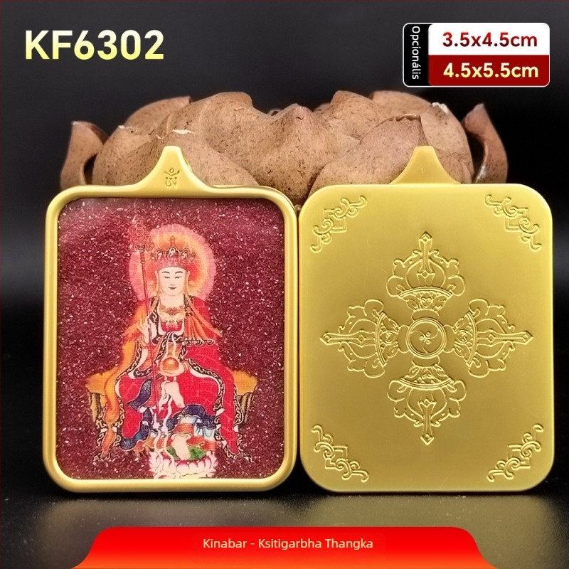 Jiuhua Mountain Ksitigarbha Thangka medál, kétoldalas 3D geometriai nyaklánc titánacélból, vagyon vonzás, emlék