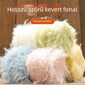 Színes, ultra‑puha, kézzel készített horgolt fonal műmink szőr imitációval, táskákhoz, babákhoz, ruhákhoz, sálakhoz és plüss játékokhoz