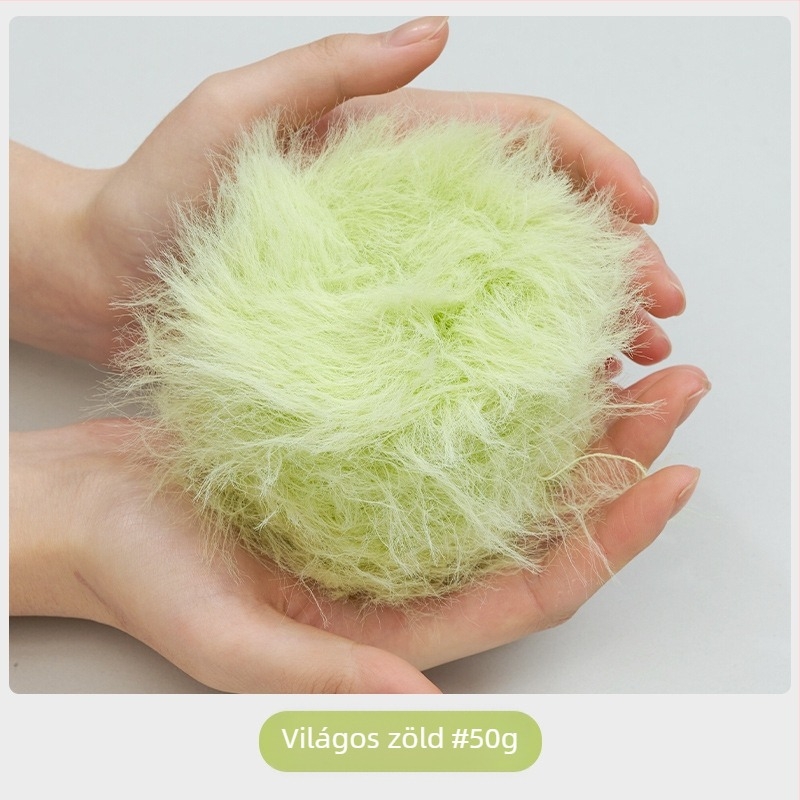 Színes, ultra‑puha, kézzel készített horgolt fonal műmink szőr imitációval, táskákhoz, babákhoz, ruhákhoz, sálakhoz és plüss játékokhoz