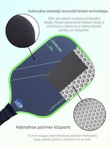 Pickleballütő készlet – szénszálas textúra, matt felület, titan huzalos mintázat, súly 230 g, T700 szénszál