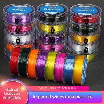 Rugalmas horgász damil, kerek átlátszó kristályfonallal és gyöngyökkel, kézzel kötve spandex anyagból