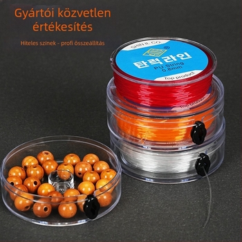 Rugalmas horgász damil, kerek átlátszó kristályfonallal és gyöngyökkel, kézzel kötve spandex anyagból