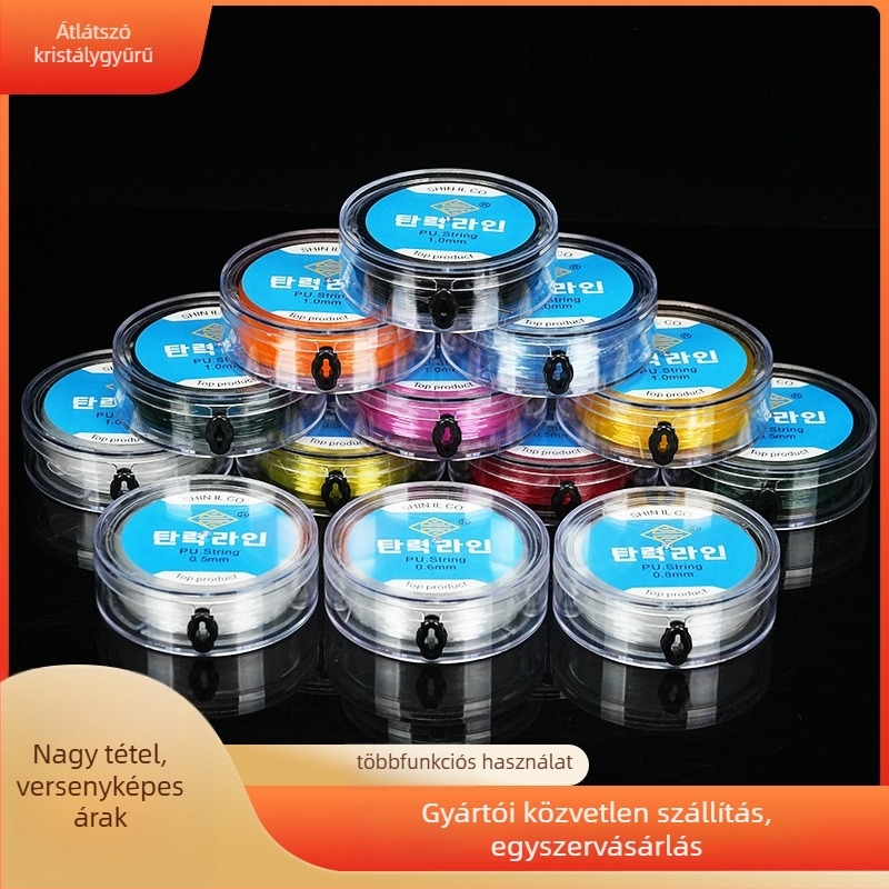 Rugalmas horgász damil, kerek átlátszó kristályfonallal és gyöngyökkel, kézzel kötve spandex anyagból