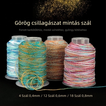 Gyöngyfűző zsinór, kézzel kötött, csillagos ég motívummal festett felülettel, elérhető 6- és 9-szálas konfigurációkban