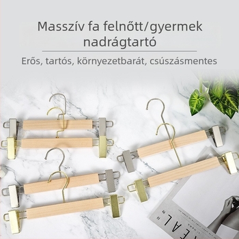 Fából készült nadrágtartó fogas klipekkel, modern minimalist stílus, 2 darabos csomag, testreszabható, logó nyomtatás